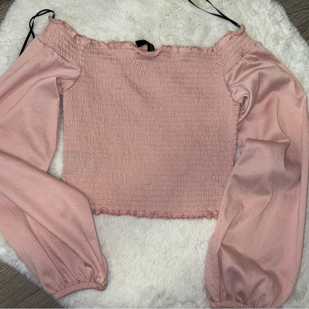 Pink Off Shoulder Crop Top